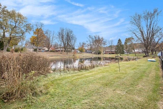 view of yard with a water view