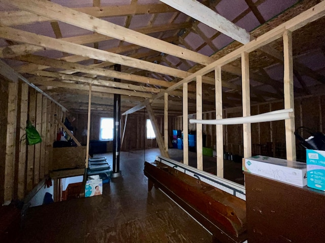 view of unfinished attic