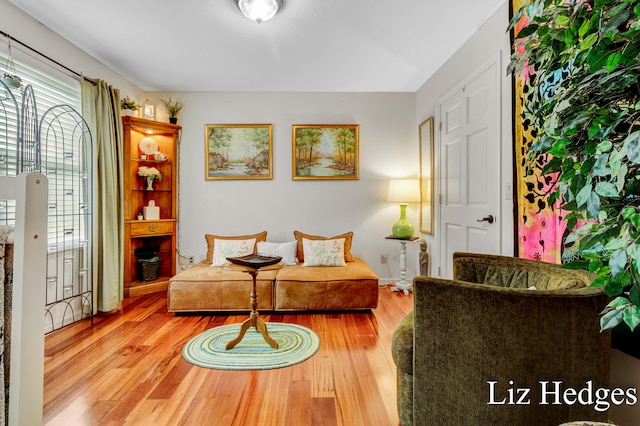 living area featuring hardwood / wood-style flooring