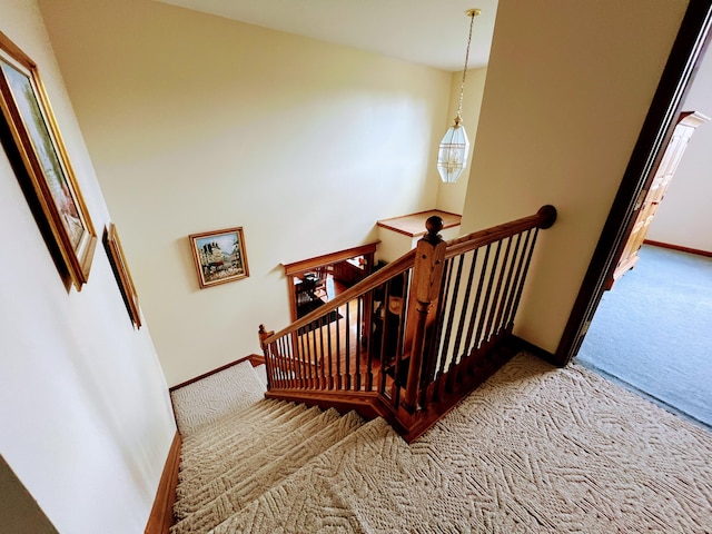 212 Saint Anne Ln, Monroe, MI 48162 - stairway featuring carpet floors and baseboards