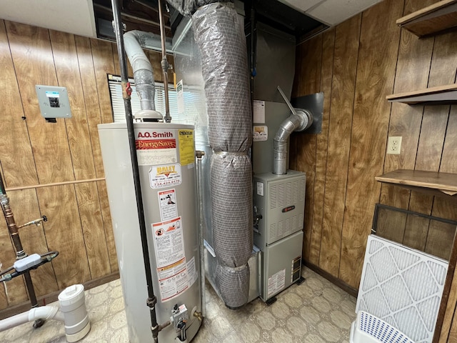 utility room featuring gas water heater