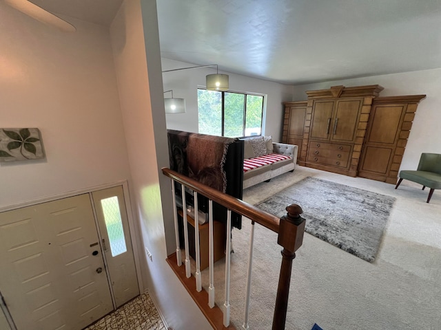 foyer with carpet