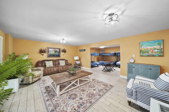 living room featuring light hardwood / wood-style flooring