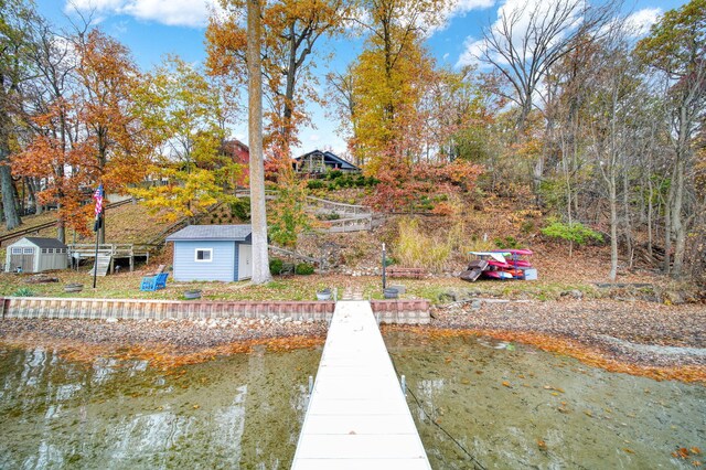 view of dock featuring a water view