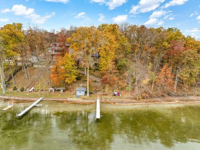 view of dock featuring a water view