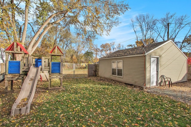 view of yard with a playground