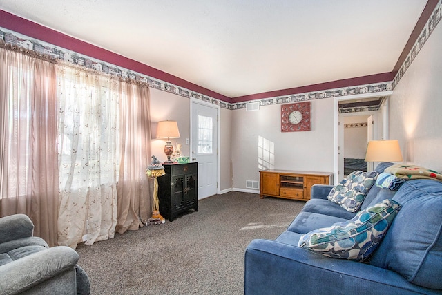 living room featuring carpet flooring