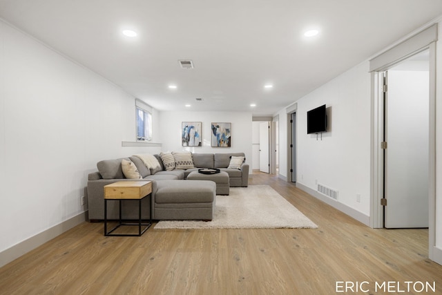 living room featuring light hardwood / wood-style floors