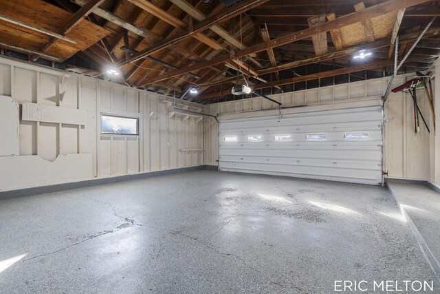 garage with a garage door opener