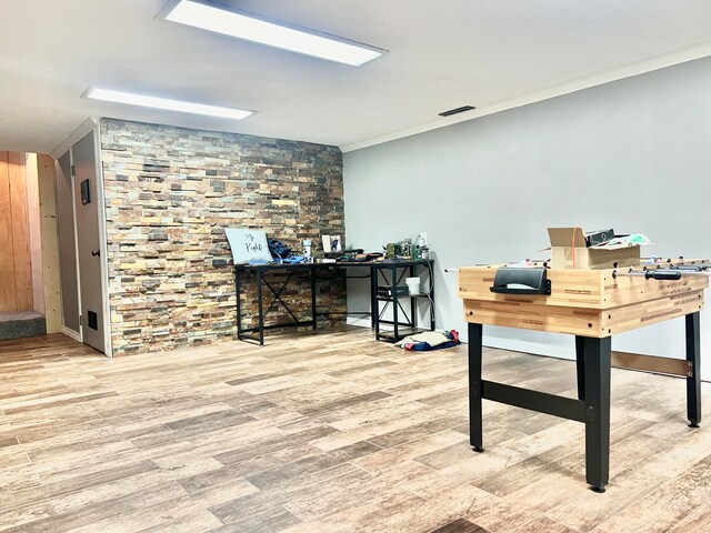 home office with light wood-type flooring