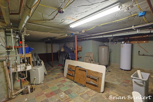 basement with gas water heater