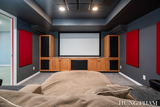 view of carpeted home theater room