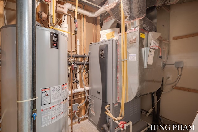 utility room with water heater