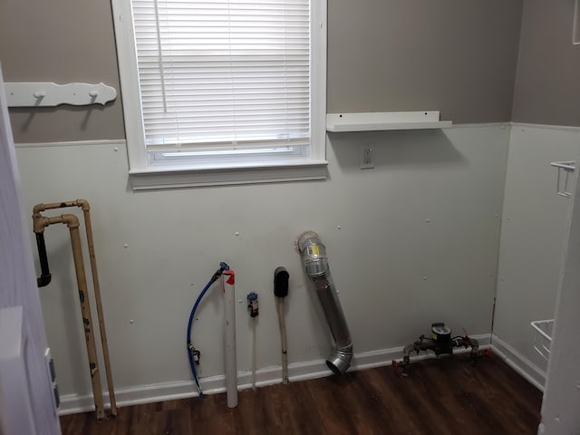 laundry area with washer hookup and dark hardwood / wood-style floors