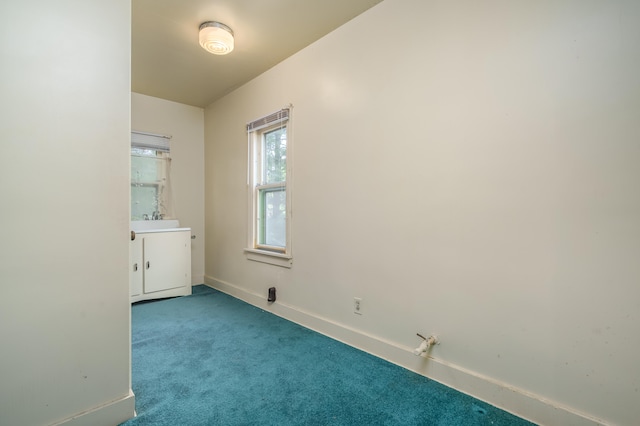 interior space featuring sink and carpet floors