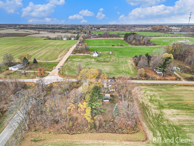 bird's eye view with a rural view