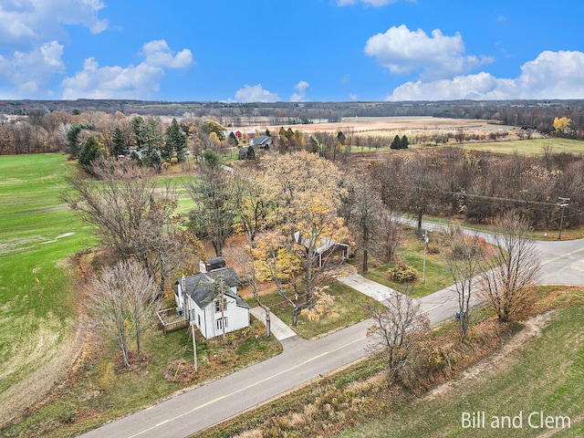 drone / aerial view with a rural view