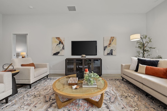 living room featuring carpet floors