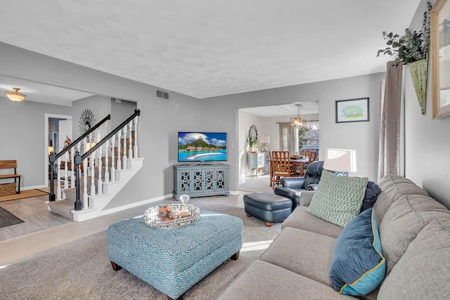 living room with hardwood / wood-style floors