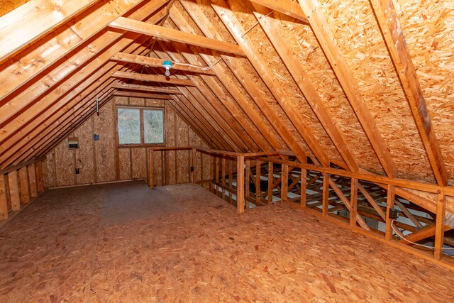 view of unfinished attic