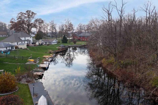 view of water feature with a boat dock