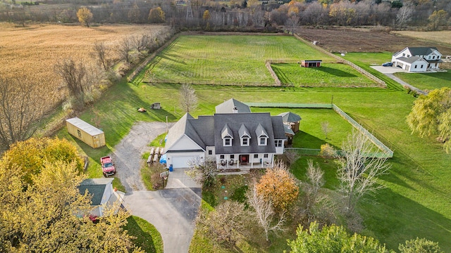 drone / aerial view with a rural view