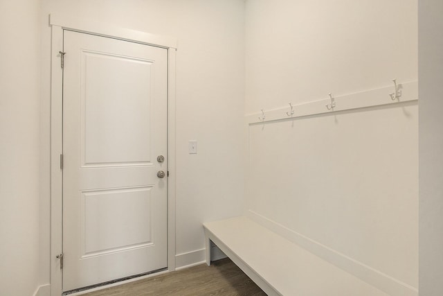 mudroom with dark wood-type flooring