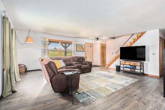 living room featuring hardwood / wood-style flooring