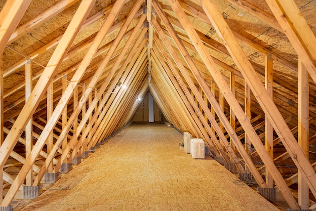 view of unfinished attic