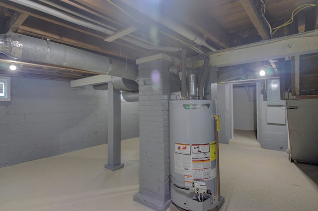 basement with gas water heater