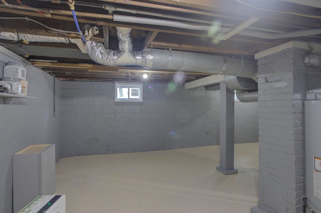 basement featuring water heater