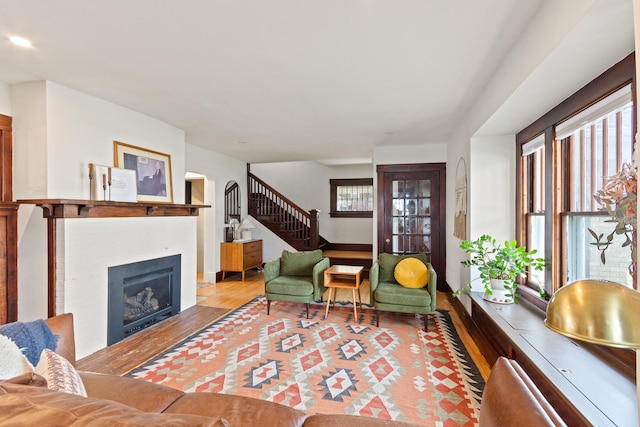 living room featuring light hardwood / wood-style floors