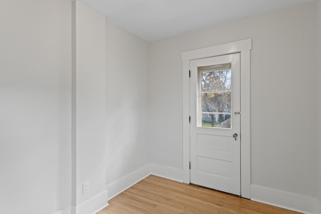 doorway featuring light wood-type flooring