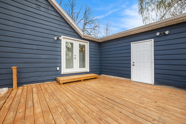 wooden terrace with french doors