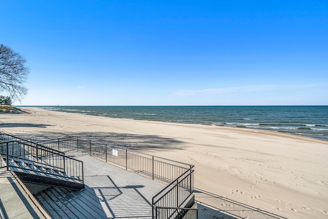 view of water feature featuring a view of the beach