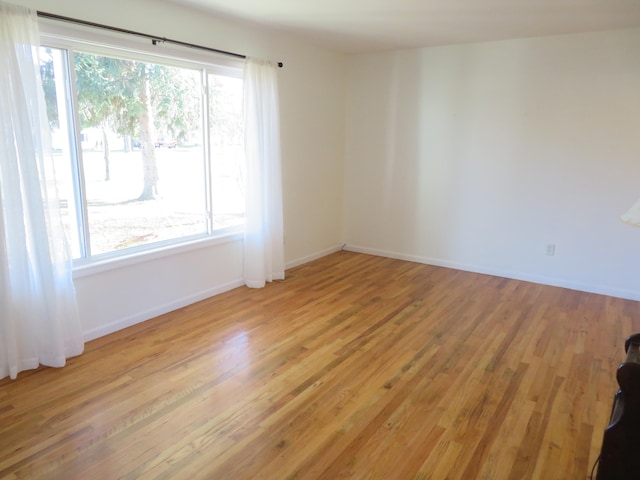 spare room with light wood-type flooring and plenty of natural light