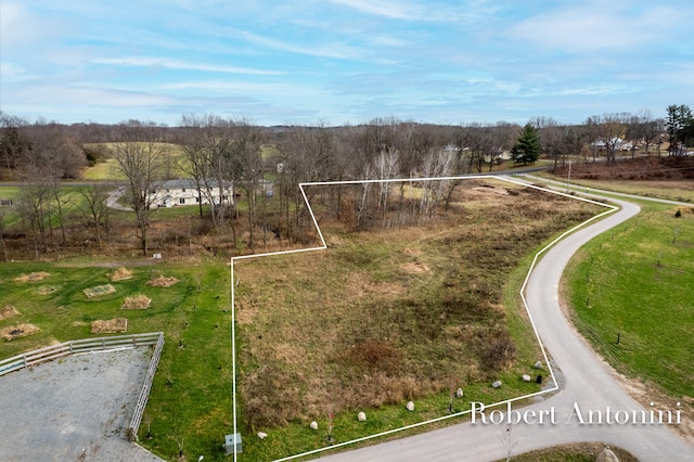 drone / aerial view with a rural view