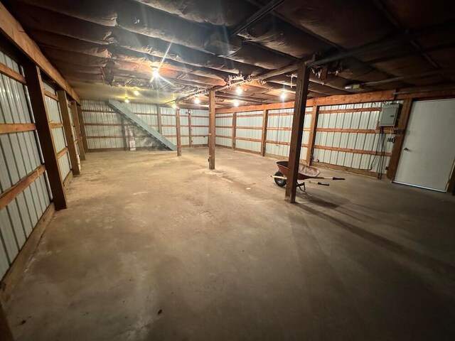 basement with electric panel