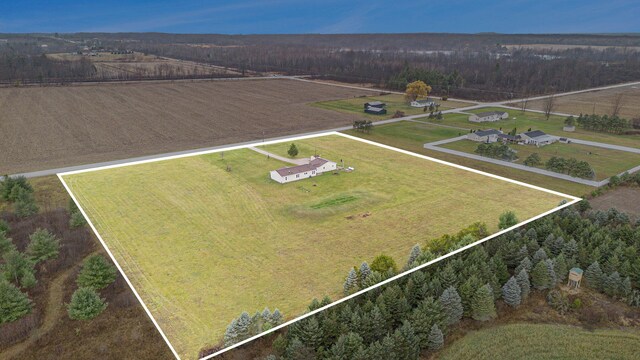 aerial view featuring a rural view