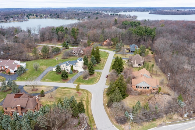 4489 Cranbrook Trl, Orchard Lake, MI 48323 - aerial view with a view of trees, a residential view, and a water view
