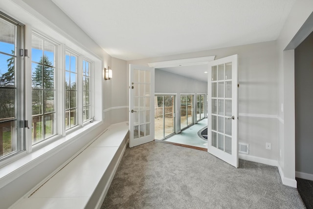 4489 Cranbrook Trl, Orchard Lake, MI 48323 - unfurnished sunroom with french doors, visible vents, and a wealth of natural light