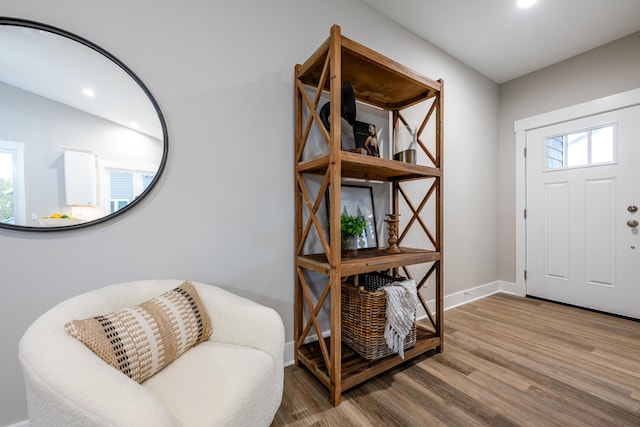 foyer entrance with wood-type flooring