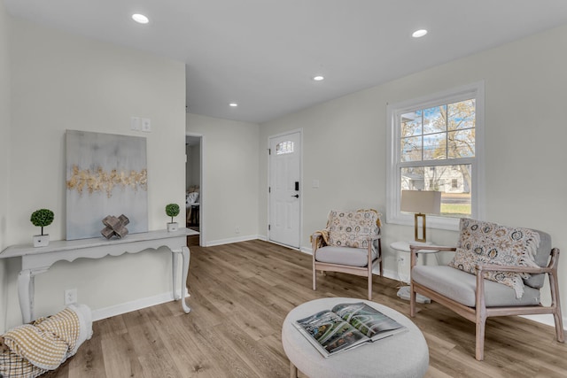 living area with light wood-type flooring