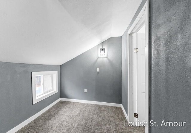additional living space featuring carpet and lofted ceiling