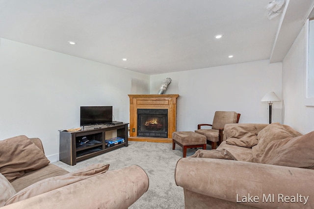 living room with light carpet