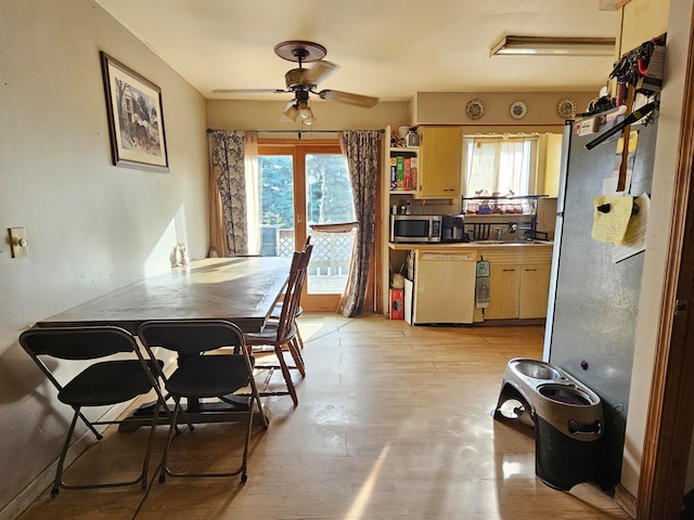 dining space featuring a wealth of natural light and ceiling fan