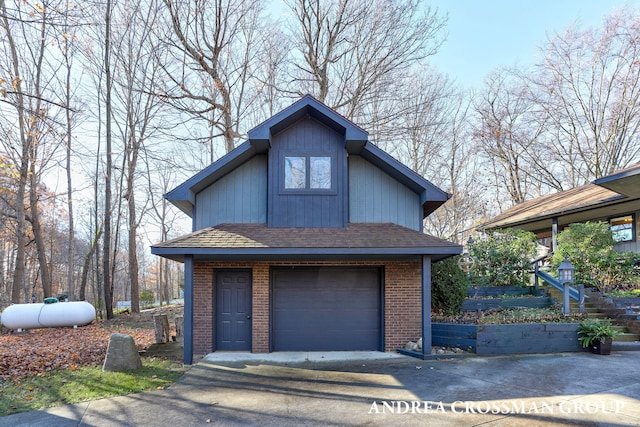 exterior space featuring a garage