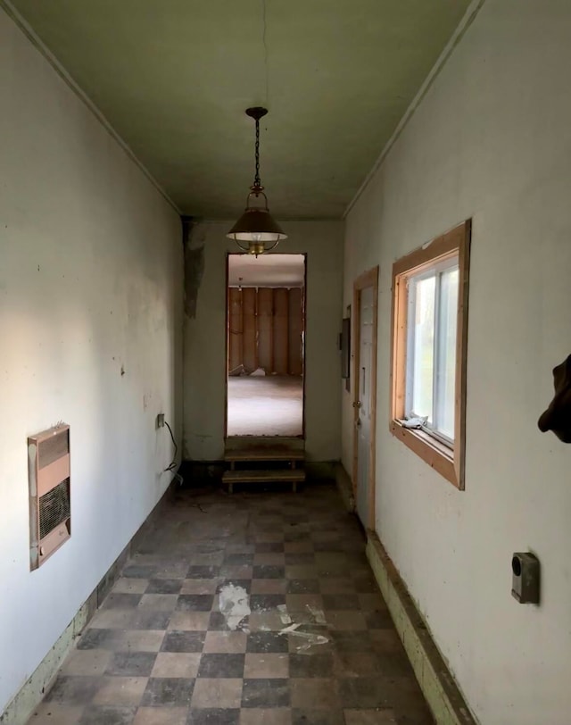 corridor featuring heating unit