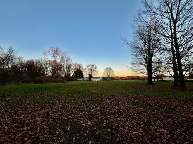 view of yard at dusk