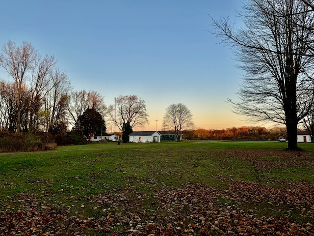 view of yard at dusk